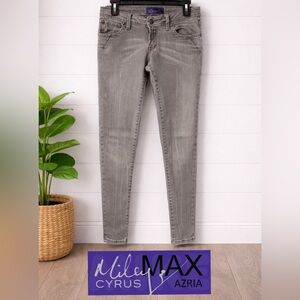 🩶🖤🔥 Miley Cyrus Max Azria Gray Distressed Jeans Size 5 | Edgy Stretch Denim